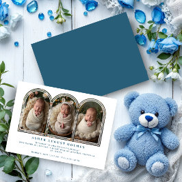 Anuncio Blue Elegant 3-Photo Collage Arch Newborn 