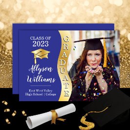 Anuncio Blue | Gold Graduate Wave Grad Cap Photo