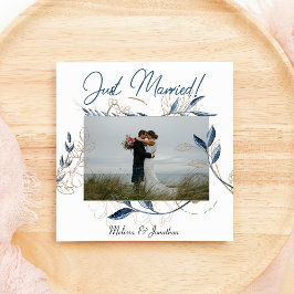 Anuncio Blue Gold Modern Floral Elegante Wedding