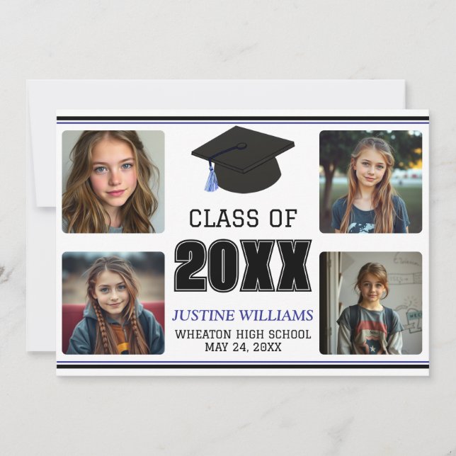 Anuncio Blue Graduation  Announcement (Anverso)