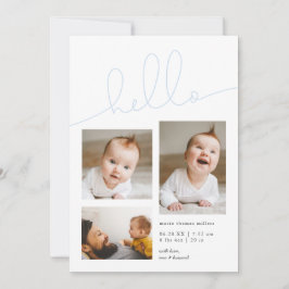 Anuncio Blue Hello Script Multi Photo Boy Nacimiento