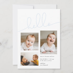 Anuncio Blue Hello Script Multi Photo Boy Nacimiento