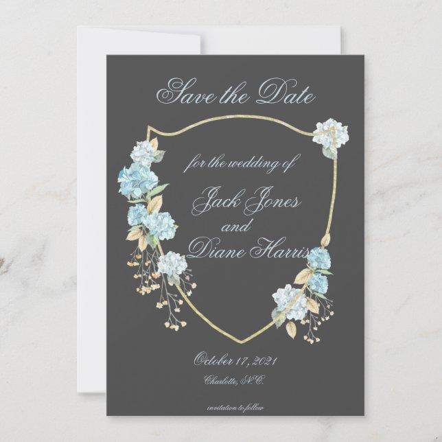 Anuncio Blue Hydreanga Guardar la Fecha (Anverso)