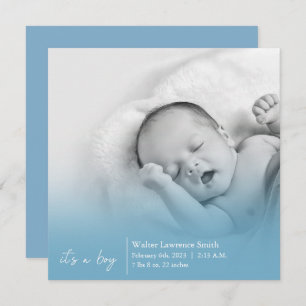 Anuncio Blue It's A Boy Birth Announement