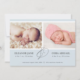 Anuncio Blue Simple Twin Boys Photo Birth