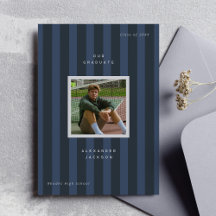 Blue Sporty Stripes Graduation Photo 