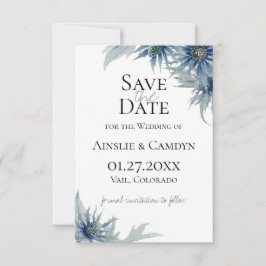 Anuncio Blue Thistle Botanical Save The Date