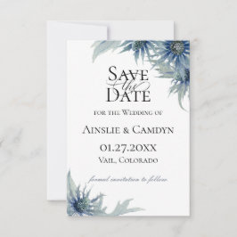 Anuncio Blue Thistle Botanical Save The Date