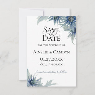 Anuncio Blue Thistle Botanical Save The Date