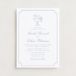 Anuncio Blue & White Elegant Frame Wedding Invitation