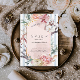 Anuncio Blush Orchid Tropical Wedding Save the Date