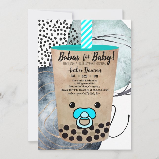 Anuncio Bobas Para Bebé Boba Tea Inspirado Baby Shower (Anverso)