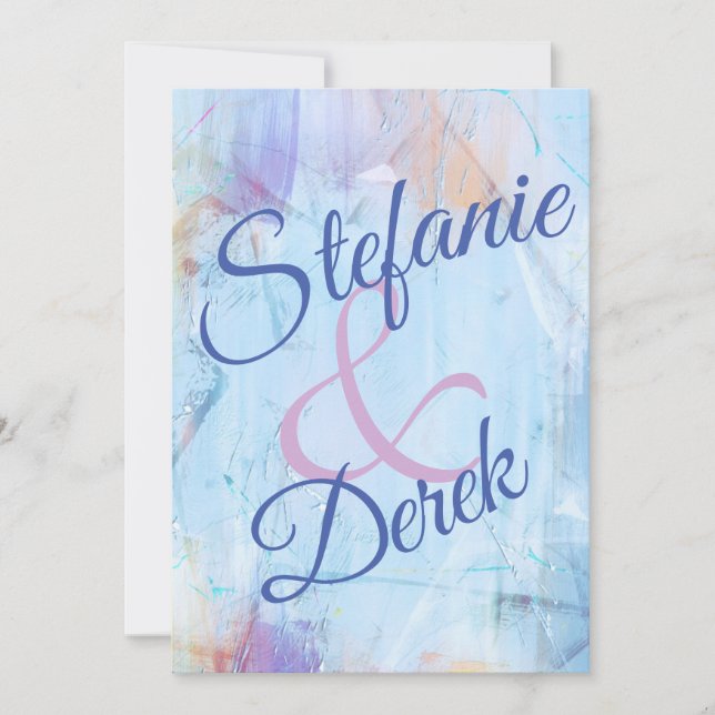Anuncio Boda Abstracto Azul Pintado (Anverso)