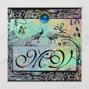 Anuncio BODA AMOR AVES MONOGRAM azul negro verde