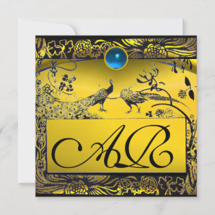 Anuncio BODA AMOR AVES MONOGRAM topaz amarillo negro