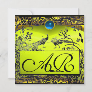 Anuncio BODA AMOR AVES MONOGRAM topaz amarillo negro
