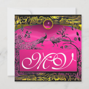 Anuncio BODA AMOR AVES MONOGRAMA rubí rosa negro amarillo