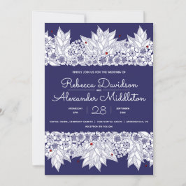 Anuncio Boda azul blanco elegante