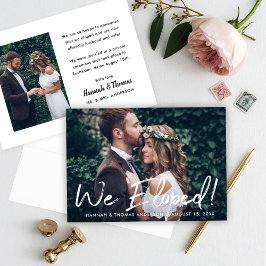 Anuncio Boda con foto de escritura a pincel 'Nos escapamos