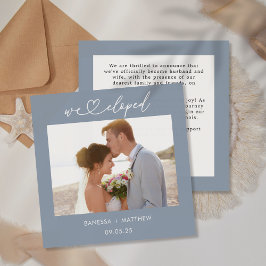 Anuncio Boda con guión de corazón de foto de fuga de azul