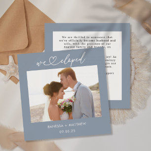 Anuncio Boda con guión de corazón de foto de fuga de azul