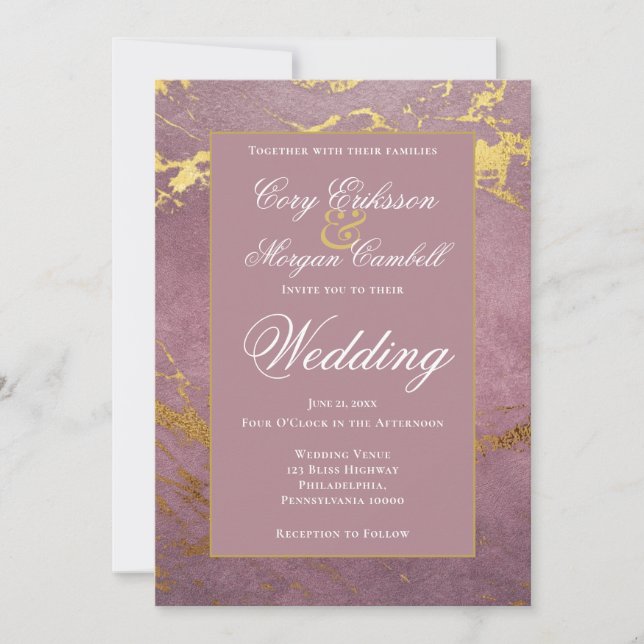 Anuncio Boda con hermoso mármol rosa y dorado (Anverso)