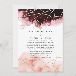Anuncio Boda con invitados reducidos Burgundy y Blush geom