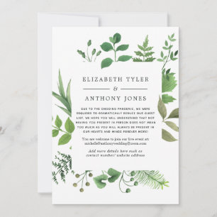 Anuncio Boda con invitados reducidos en el bosque arbolado