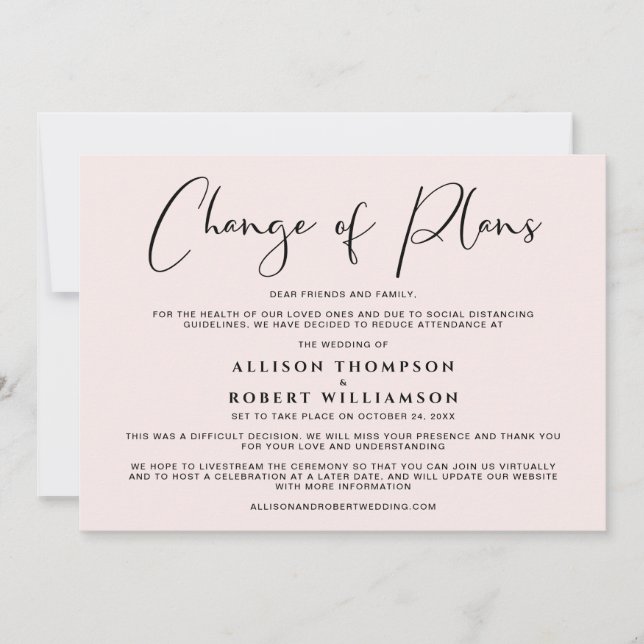 Anuncio Boda con Menos Invitados Cambio de Planes Elegante (Anverso)