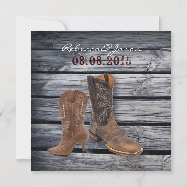 Anuncio Boda de Cowboy Occidental Rusn Barn Wood (Anverso)