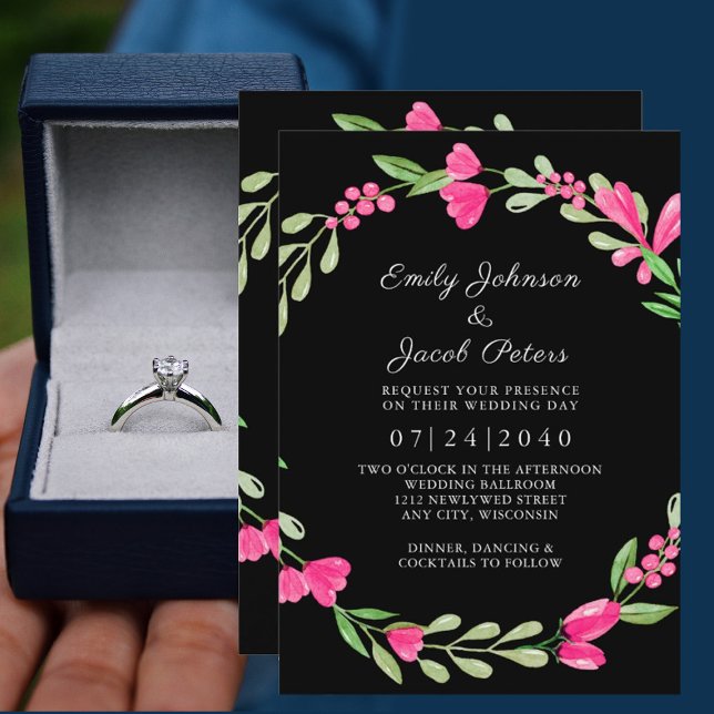 Anuncio Boda de elegancia negra con verde y flores rosadas (Subido por el creador)