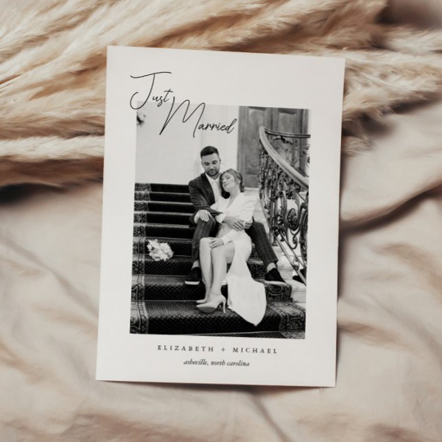 Anuncio Boda de Elopement Blanco Negro Moderno recién Casa (Subido por el creador)