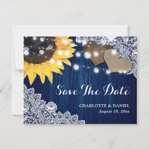 Anuncio Boda de encaje floral de madera de girasol azul ma