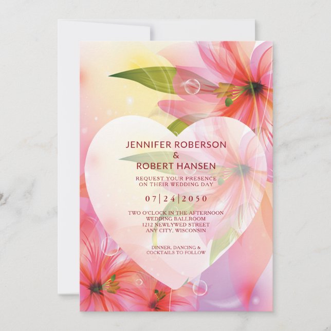 Anuncio Boda de flores rosadas Hibiscus Floral Desplome de (Anverso)