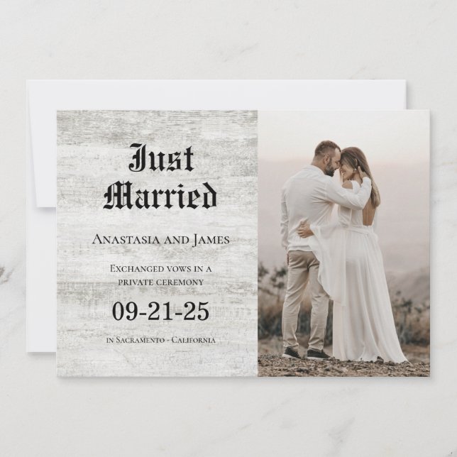 Anuncio Boda de fotografía de madera blanqueada Rustic rec (Anverso)