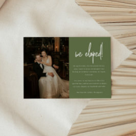 Anuncio Boda de fotografía verde oliva moderna Elopement