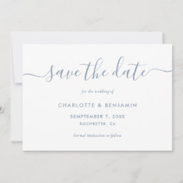 Anuncio Boda de fotos Elegant Script Dusty Blue Boda