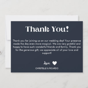 Anuncio Boda de guiones de marina azul simple gracias
