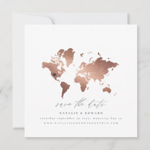 Anuncio Boda de mapa del mundo de las acuarelas doradas