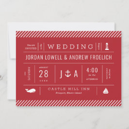 Anuncio Boda de playa azul y blanca roja