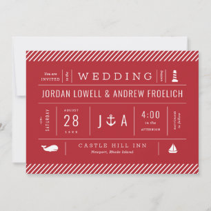 Anuncio Boda de playa azul y blanca roja