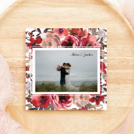 Anuncio Boda de Rosas florales rojos de Rubor recién casad