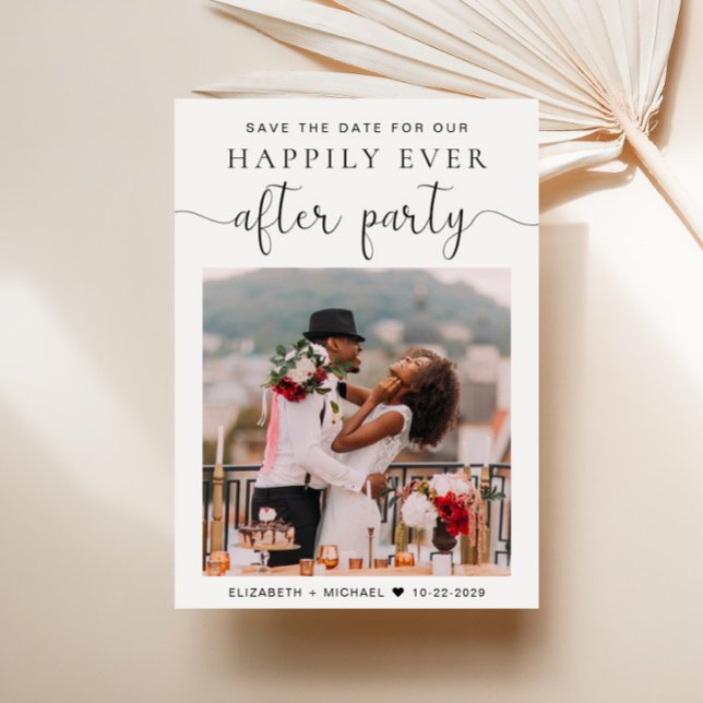 Anuncio Boda después de la recepción de la foto del Fiesta (A stylish save the date announcement for a reception to celebrate your elopement or private wedding)