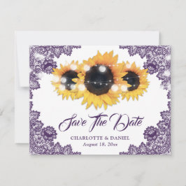 Anuncio Boda elegante de flores de laca de girasol púrpura