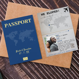 Anuncio Boda eludido de pasaporte azul y amarillo