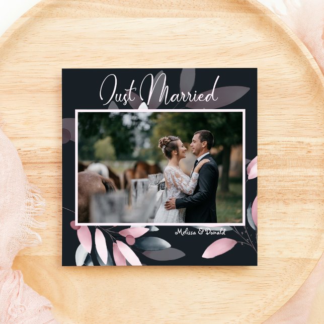 Anuncio Boda floral acuarela elegante rosa naval (Subido por el creador)