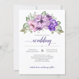 Anuncio Boda floral de color morado ultra violeta y verde