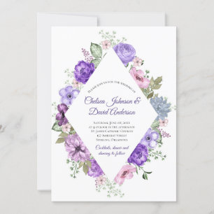Anuncio Boda floral de color rosa púrpura violeta ultra co