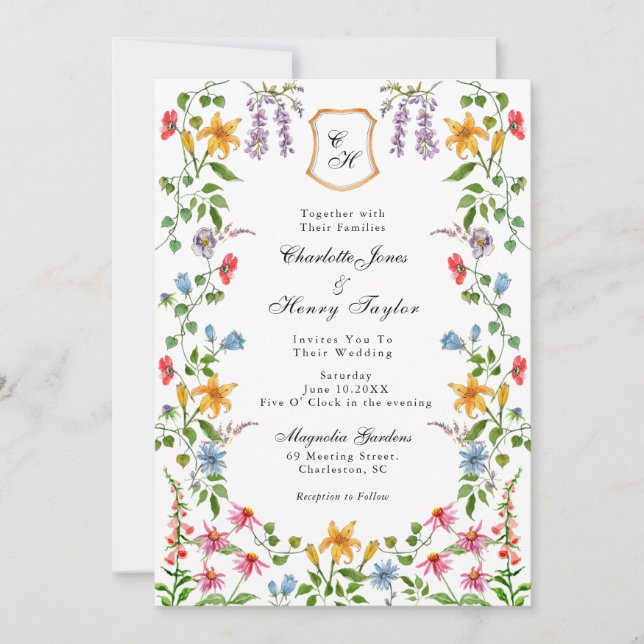 Anuncio Boda Floral del Jardín Inglés Monogramado (Anverso)