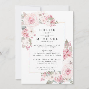 Anuncio Boda Floral Rústica Rosa Rosado Rubor